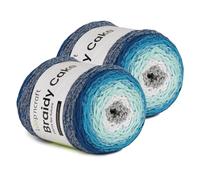 Lot de 2 pelotes de fil pour macramé - Aigue-marine - 2 x 250 m - 250 g de fil recyclé
