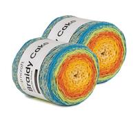 Lot de 2 pelotes de fil pour macramé - Jardin d'été - 2 x 250 m - 250 g de fil dégradé de couleur - Fil recyclé