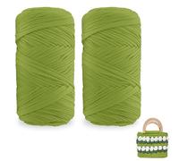 Lot de 2 pelotes de fil pour t-shirt, à crochet, fil à ruban souple pour crochet et tricot, fil textile pour paniers crochetés, sac, couverture, décoration de la maison, artisanat, vert