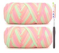 Lot de 2 pelotes de fil pour t-shirt à crochet, tissu élastique épais pour t-shirts, pour débutants, tricot à la main, sac, panier, dessous de verre, loisirs créatifs, décoration d'intérieur, 2 x 200
