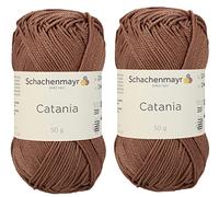 Lot de 2 pelotes de fil SMC Catania Originals 100% coton mercerisé, total 100 g. 50 g de fil Amigurumi Fine-Sport 2 (438 Deep Ambre)