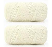 Lot de 2 pelotes de fil textile - 200 g / 75 m chacun - Fil textile - Pour crochet et tricot - Pour le bricolage, les sacs à main, les tapis, le tissage et les travaux manuels (blanc crème)