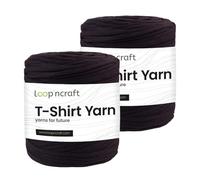Lot de 2 pelotes de fil textile - Ébène - Loopncraft - 2 x 750 g - Fil recyclé pour t-shirt