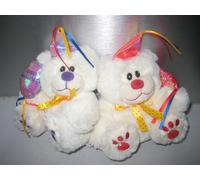 Lot De 2 Peluches Doudous Ours Joyeux Anniversaire Rouge Et Violet Cmp 21 Cm