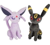 Lot de 2 peluches Pokémon 8"" Mentali et Noctali - Jouet en peluche Eevee Evolution - Cadeau idéal pour les enfants, les garçons,