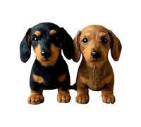 Lot De 2 Peluches Teckel Réalistes, Anti-Stress, Idéales for Les Fêtes d'anniversaire, Collection Chien, Noir/Marron