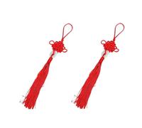 Lot de 2 pendentifs à suspendre en jade avec nœud chinois rouge pour chance, richesse, santé, succès - Cadeau du Nouvel An, festival du printemps, décoration d'intérieur pour amis, famille, amoureux