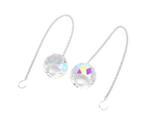 Lot de 2 Pendentifs Attrape- en Forme de Boule de Cristal en Verre Transparent 40 Mm - Haute Brillance et clarté, Multifonction, Configuration Parfaite pour la Maison, Le