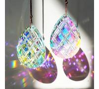 Lot de 2 pendentifs attrape-soleil en cristal pour décoration à suspendre à une fenêtre, attrape-soleil en cristal coloré, attrape-lumière pour maison, intérieur, jardin, arbre de Noël