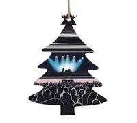 Lot de 2 pendentifs décoratifs en bois en forme de sapin de Noël pour décoration d'arbre, de mur et de porte - Style vintage