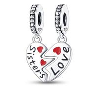 Lot de 2 pendentifs en argent sterling 925 avec inscription « Big Sister Little Sisters I Love You » - Compatible avec les bracelets à breloques Pandora