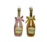 Lot de 2 pendentifs en verre pour sapin de Noël - 13,5 cm - Doré - Rose