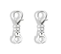 Lot de 2 pendentifs menottes à fermeture éclair pour homme et femme, 2cm, Zinc, Pas de gemme