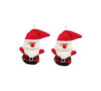 Boules de Noël ENESCO Lot de 2 PEREs NOEL Décorations De Sapin en peluche à Suspendre - Hauteur 10 cm - Largeur 6 cm - Profondeur 4 cm