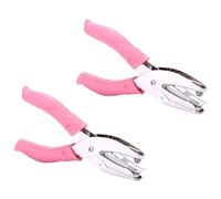 Lot de 2 perforatrices à trou unique en forme de cœur et d'étoile de 6,35 mm pour travaux manuels avec poignée souple rose pour loisirs créatifs, étiquettes, papier à la maison, au bureau, en salle de