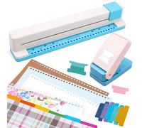 Lot de 2 perforatrices de reliure à 30 trous avec perforatrice à onglet ; perforatrice à feuilles mobiles ; perforatrice multi-trous portable à pousser à la main pour journaux, cahiers, albums de