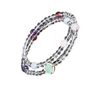 Lot de 2 perles de cristal faites à la main - Accessoire tendance - Bijoux de poignet réglables - Cadeau pour femme - Double couche de perles, taille unique, Comme décrit