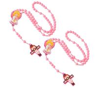 Lot de 2 perles de prière éducatives multifonctionnelles pour enfants avec pendentif en forme de croix pour le développement de la foi, outil de Noël, collier religieux, coffret cadeau, taille unique