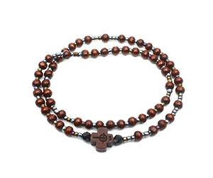 Lot de 2 perles en bois pour hommes pour bracelets croisés, chaîne de prière catholique chris chapelet collier argent femmes or femmes or bien fait moine dernier très