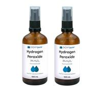 Lot de 2 - Peroxyde d'hydrogène de qualité alimentaire 3% - Flacon pulvérisateur en verre - Spray - 2x100 mL - H2O2 - Eau oxygénée - Sans stabilisateurs ni additifs - Nettoyant naturel multi-usage