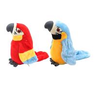Lot de 2 perroquets parlants en peluche vive, perroquet parlant interactif qui répète ce que vous avez dit, jouets électroniques pour oiseaux pour garçons et filles, fête d'anniversaire, sans ba