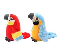Lot de 2 perroquets parlants en peluche vive, perroquet parlant interactif qui répète ce que vous avez dit, jouets électroniques pour oiseaux pour garçons et filles, fête d'anniversaire, sans batteri