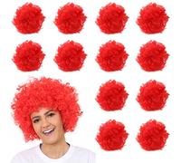 Lot de 2 perruques afro rouges - Accessoire de déguisement - Grandes cheveux bouclés - Clown disco des années 70 - Parfait pour les événements déguisés