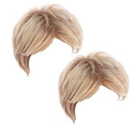 Lot de 2 perruques homme blond court, 4 pouces, 10,2 cm, cheveux synthétiques de remplacement, brun doré, perruque pour Halloween, coupe courte moderne, aspect réaliste, pour changer de style