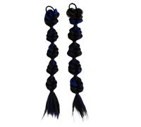 Lot de 2 perruques tressées longues for filles, queue de cheval haute tressée à trois brins - Parfait for la boxe et la danse(Black brown blue)