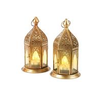 Lot de 2 Petite Lanterne Marocaine décorative Basem 16cm | Photophore marocain pour l’extérieur au Jardin ou l’intérieur sur la Table | Lanternes pour Bougie | décoration de Maison Orientale