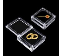 Lot de 2 petites boîtes à bijoux en acrylique transparent avec couvercle en verre transparent avec adsorption automatique et éponge à l'intérieur pour pierres précieuses, bagues, colliers, bracelets