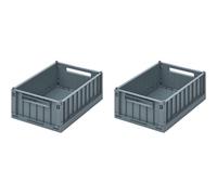 Lot de 2 petites caisses de rangement Weston S Whale blue