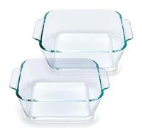 Lot de 2 petites cocottes carrées en verre de 12,7 cm pour four, micro-ondes, friteuse à air, œufs carrés, bols de préparation transparents avec poignée