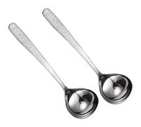 Lot de 2 petites cuillères à soupe en acier inoxydable SUS304-20 cm - Passe au lave-vaisselle (lumière vive, motif écailles de poisson) (motif écailles de poisson)