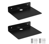Lot de 2 petites étagères murales flottantes en aluminium avec gestion des câbles pour haut-parleur, webcam, plantes, support d'angle en alliage noir