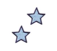 Lot de 2 petites étoiles - Bleu clair - À coudre - Écusson brodé