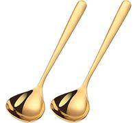 Lot de 2 petites louches à sauce de 20 cm, en acier inoxydable 18/10, louches à soupe, louches de service de cuisine, louches pour mélanger (doré)