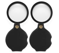 Lot de 2 petites loupes de poche pliantes 20x - Loupes de poche rotatives et portables pour la lecture, le travail rapproché, le journal, le magazine (noir) (32x)