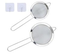 Lot de 2 petites passoires à mailles fines en acier inoxydable avec crochets de cuisine, 8 cm/12 cm de diamètre, passoire à thé, passoire de cuisine - Idéal pour le jus, les œufs, le thé