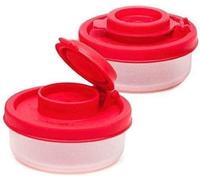 Lot de 2 petites salières et poivrières rouges pour les déplacements, mini salière et poivrière avec couvercle à emporter avec vous, parfaites pour les voyages, le camping et les déplacements,
