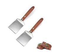 Lot de 2 petites spatules à brownie en métal et acier inoxydable avec manche en bois, spatule de cuisine robuste (6,3 x 20,8 cm)