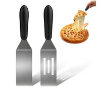 Lot de 2 petites spatules de service en acier inoxydable pour la cuisine, spatules en métal pour servir et tourner, idéales pour retourner les crêpes, brownies, cookies, gâteaux, œufs