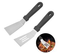 Lot de 2 petites spatules en acier inoxydable - Mini spatules de service - Spatules plates en métal pour la cuisine et la pâtisserie - Spatules pour crêpes, œufs et pâte à cookies, tiramisu, pizza