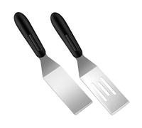 Lot de 2 petites spatules en métal pour une utilisation en cuisine - Mini spatule pour servir et retourner - Spatule en acier inoxydable et grattoir - Idéal pour crêpes, brownies, desserts, biscuits,