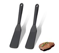 Lot de 2 petites spatules en silicone noir pour omelettes, steaks, crêpes, crêpes