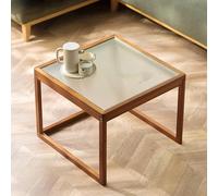 Lot de 2 petites tables basses modernes du milieu du siècle en verre - Tables gigognes vintage avec rangement ouvert - Assemblage facile pour les petits espaces à la maison et au bureau (50 x 50 x 38