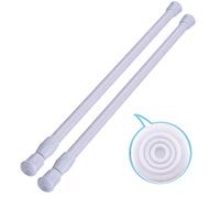 Lot de 2 petites tringles de tension de 39,9 cm à 28 tringles à rideaux extensibles à ressort pour ustensiles de cuisine, placard et armoire, tiennent dans les espaces pour rester en place (blanc)