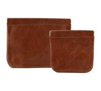 Lot de 2 petites trousses de maquillage en cuir pour voyage, pochette pour câble d'écouteurs, neutre, élégante et élégante, cadeau de Saint-Valentin pour homme et femme (marron moka), mokka, Simple et