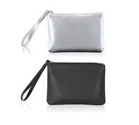 Lot de 2 petites trousses de maquillage noires à paillettes pour sac à main, articles essentiels pour femme, 11,4 x 16,5 cm, approuvée par le stade, petit portefeuille mignon porte-monnaie de voiture,
