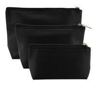Lot de 2 petites trousses de maquillage pour sac à main - En cuir synthétique - Portable - Avec fermeture éclair - Noir - Mini trousses de maquillage incluses